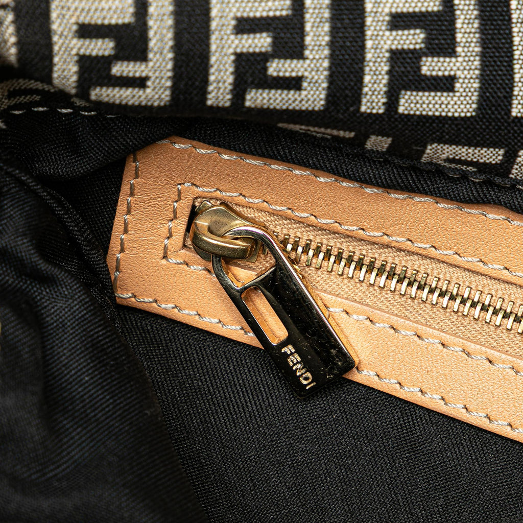 Fendi Zucchino Canvas Double Flap Shoulder Bag