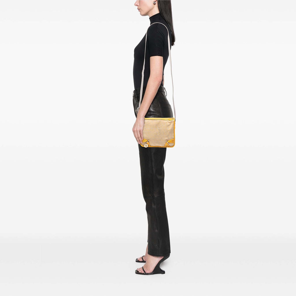Fendi Zucchino Canvas F Charm Crossbody