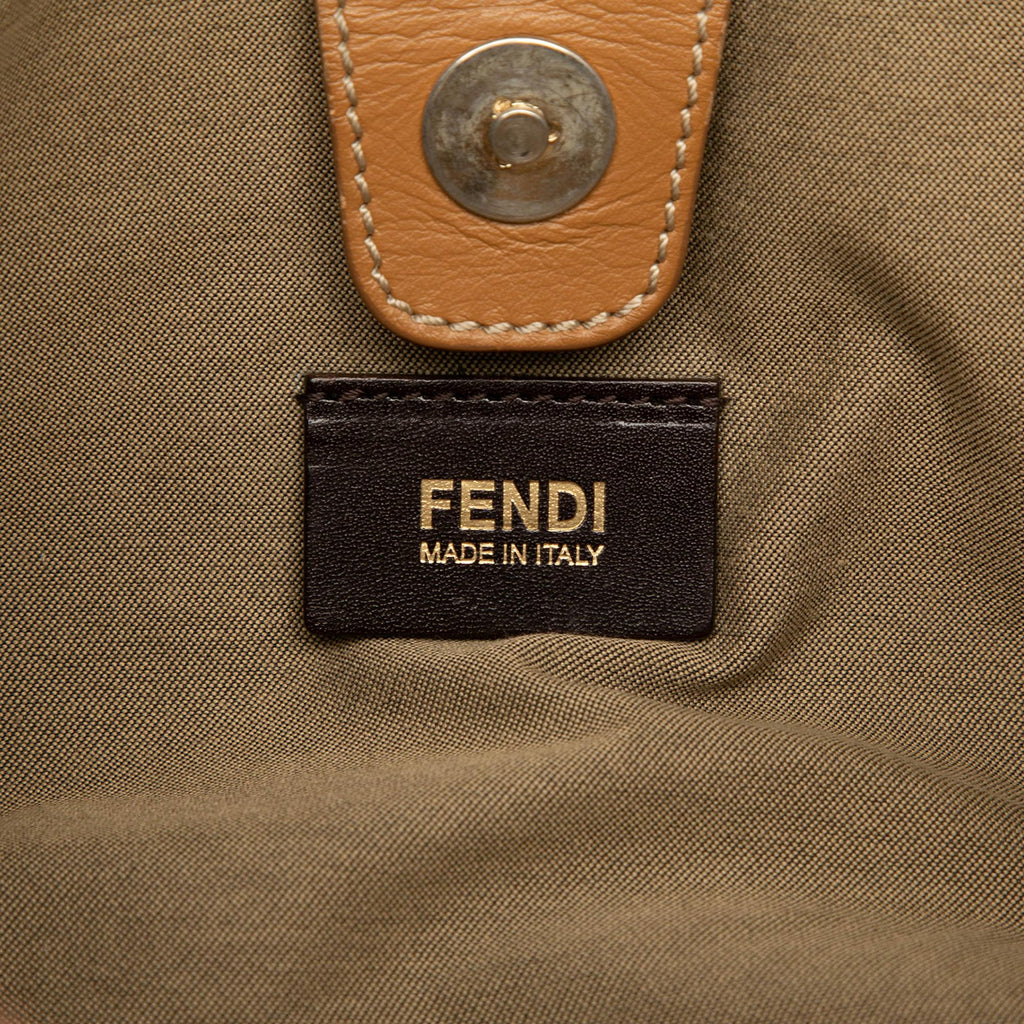 Fendi Zucchino Canvas Floral Shoulder Bag