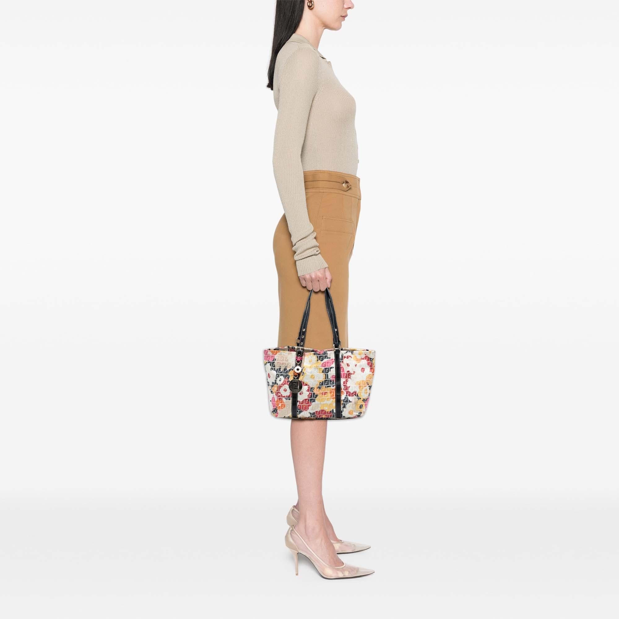Fendi Zucchino Canvas Floral Superstar Tote