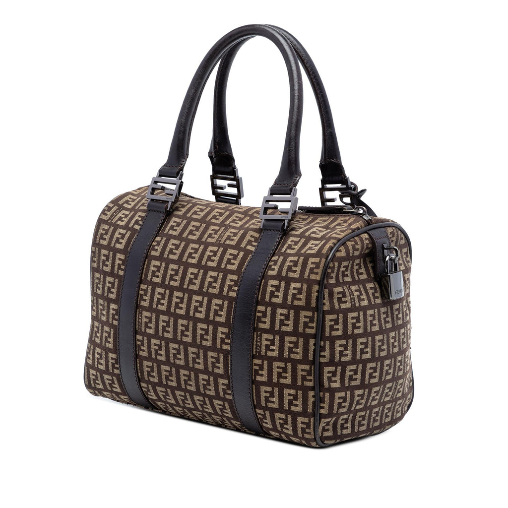 Fendi Zucchino Canvas Forever Boston Bag