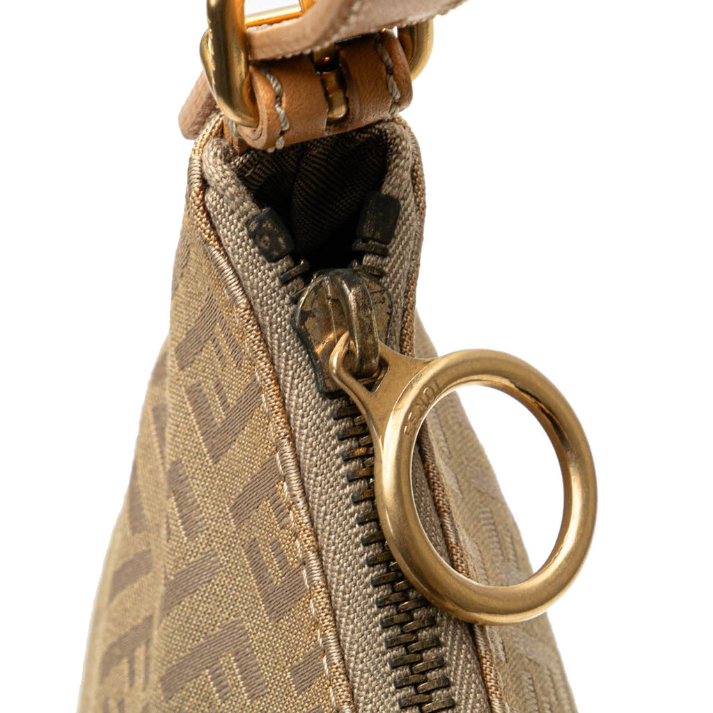 Fendi Zucchino Canvas Oyster Shoulder Bag