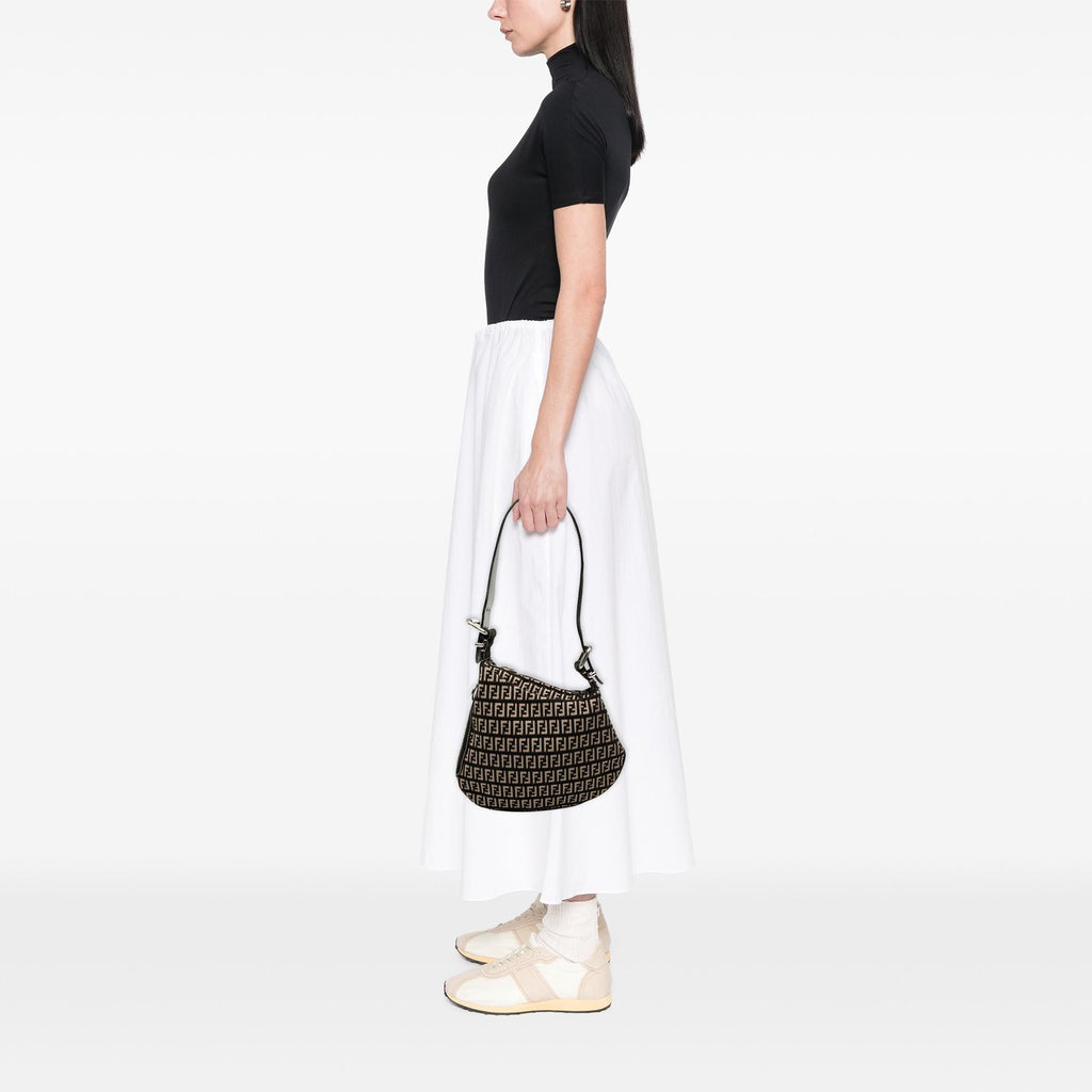 Fendi Zucchino Canvas Oyster Shoulder Bag