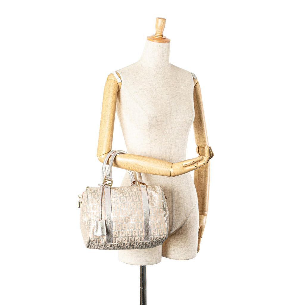 Fendi Zucchino Canvas Shine Bauletto Forever (SHG-bMkXTK)