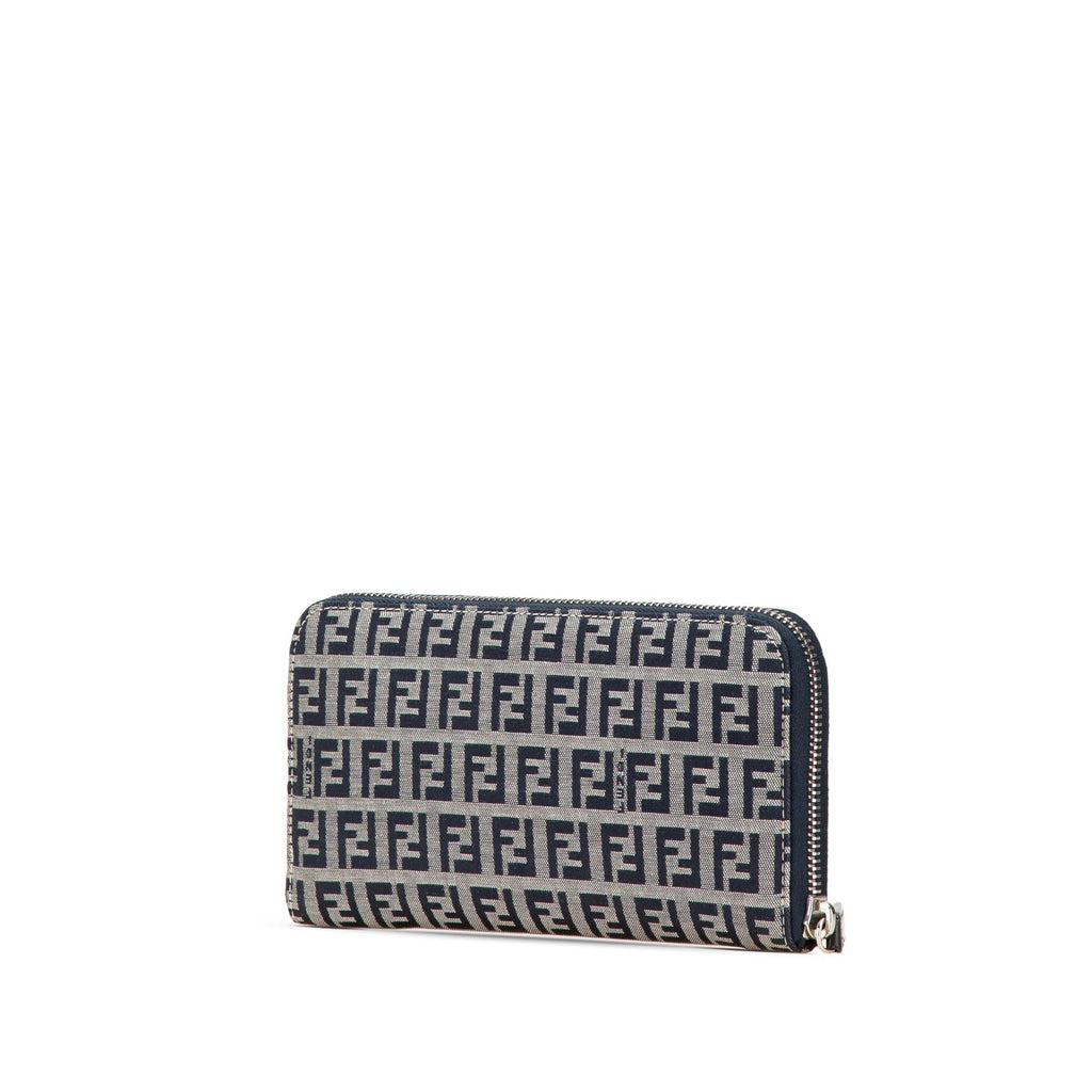 Fendi Zucchino Canvas Zip Around Long Wallet