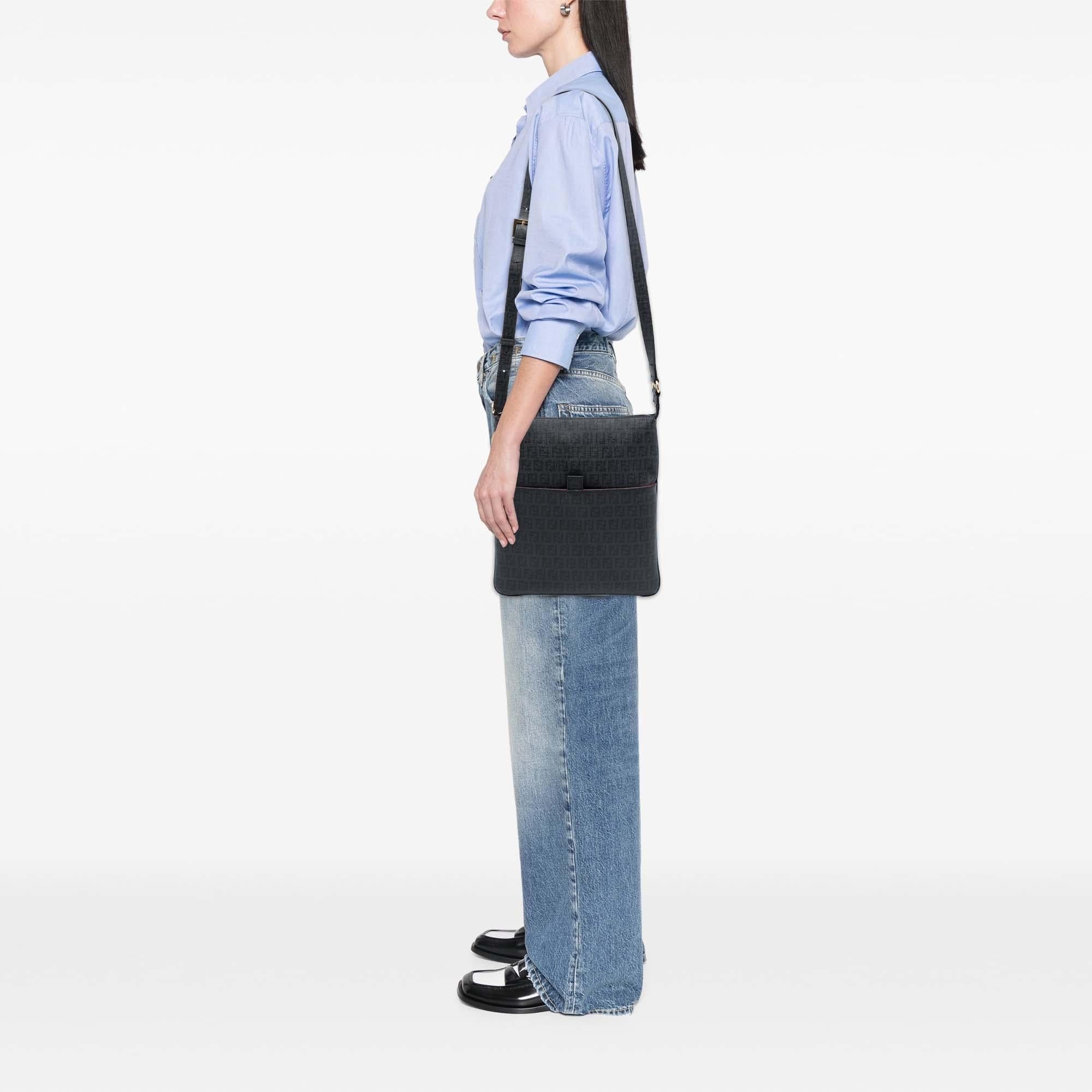 Fendi Zucchino Coated Canvas Charm Zip Crossbody