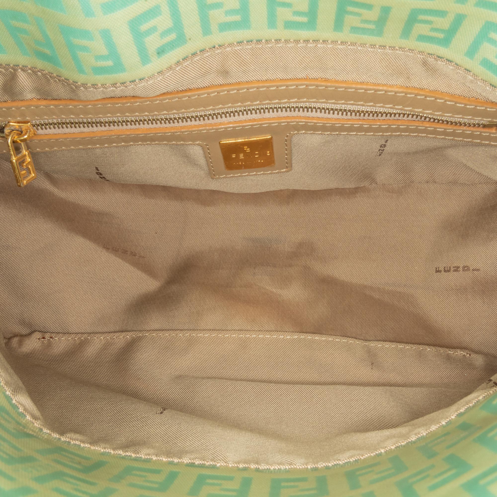 Fendi Zucchino Crystal Double Flap Shoulder Bag (SHG-mrDrwo)