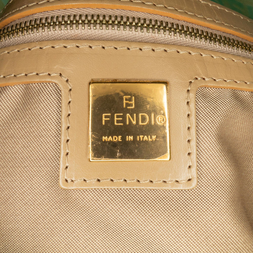 Fendi Zucchino Crystal Double Flap Shoulder Bag (SHG-mrDrwo)