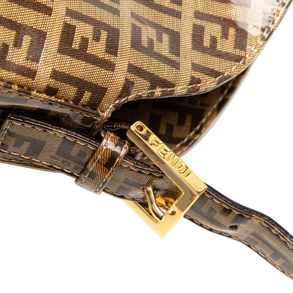 Fendi Zucchino Crystal Double Flap Shoulder Bag