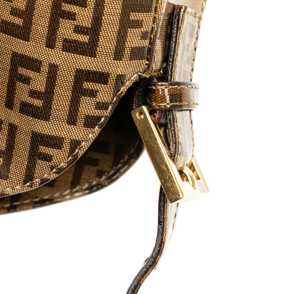 Fendi Zucchino Crystal Double Flap Shoulder Bag