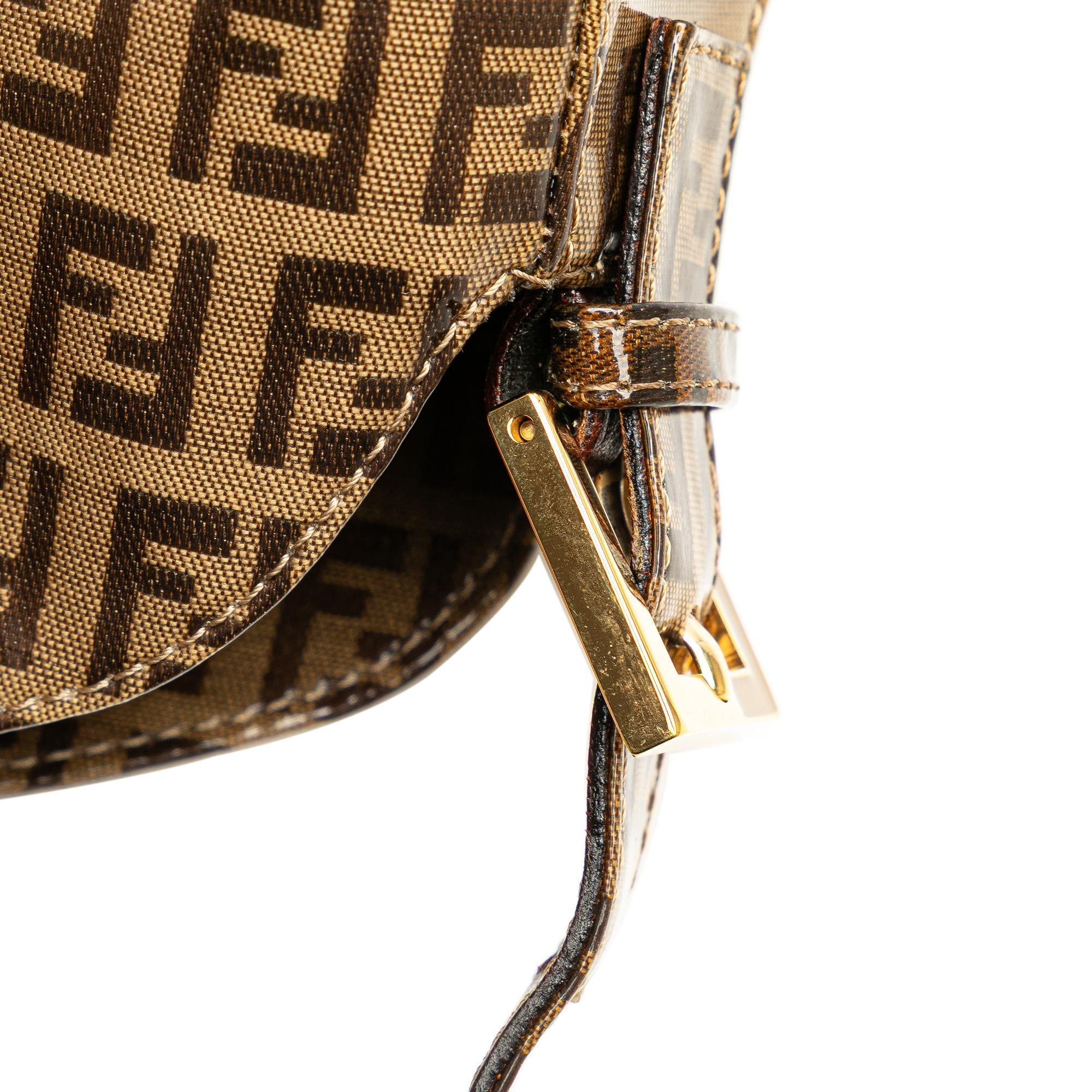 Fendi Zucchino Crystal Double Flap Shoulder Bag