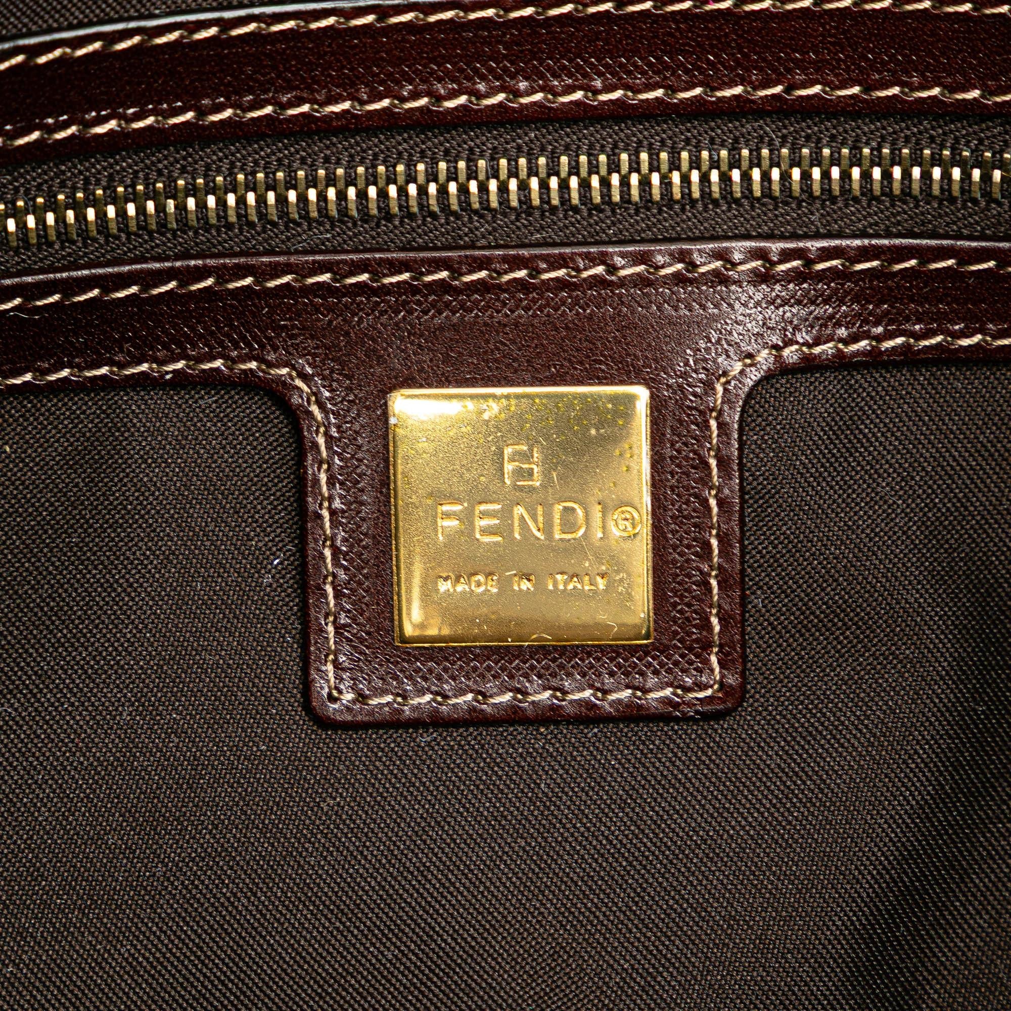 Fendi Zucchino Crystal Double Flap Shoulder Bag