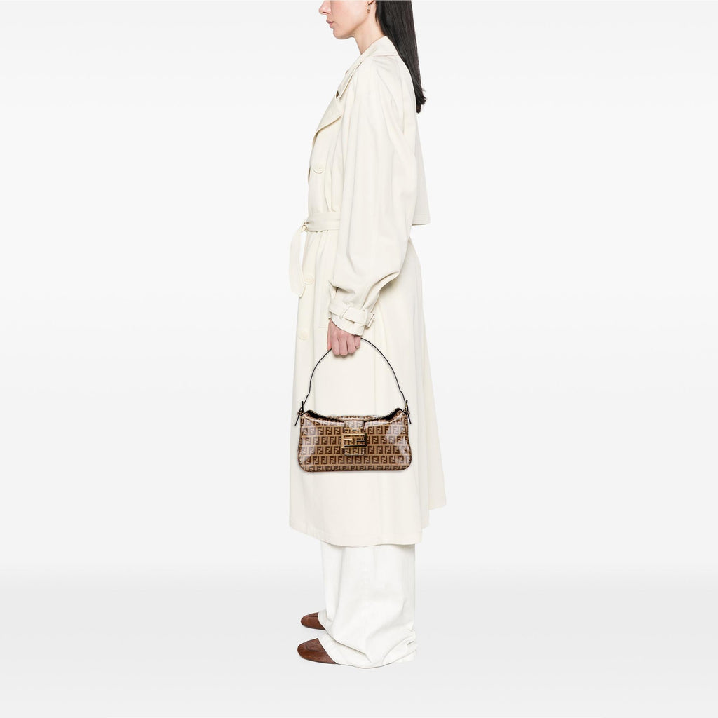 Fendi Zucchino Crystal Double Flap Shoulder Bag