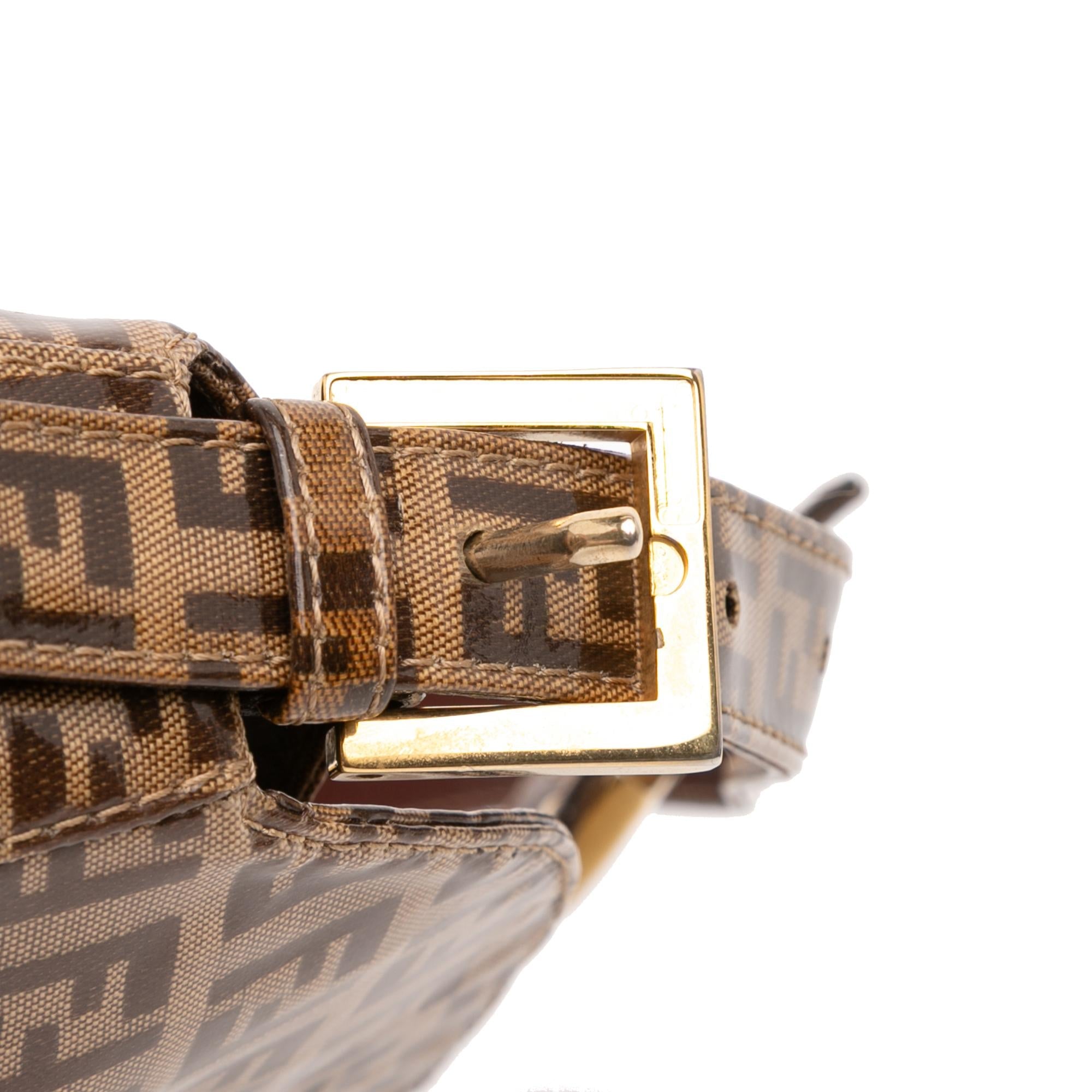 Fendi Zucchino Crystal Double Flap Shoulder Bag