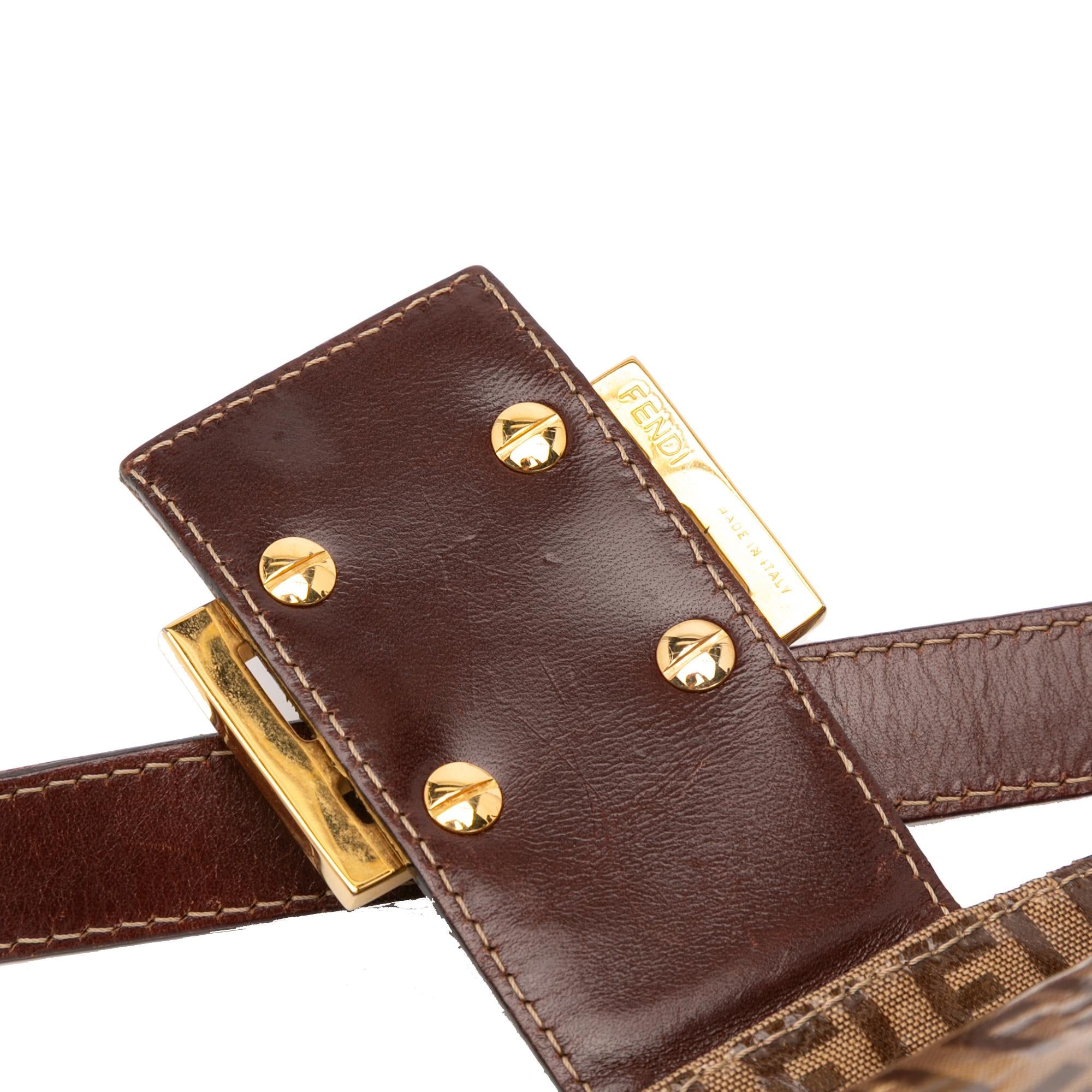 Fendi Zucchino Crystal Double Flap Shoulder Bag