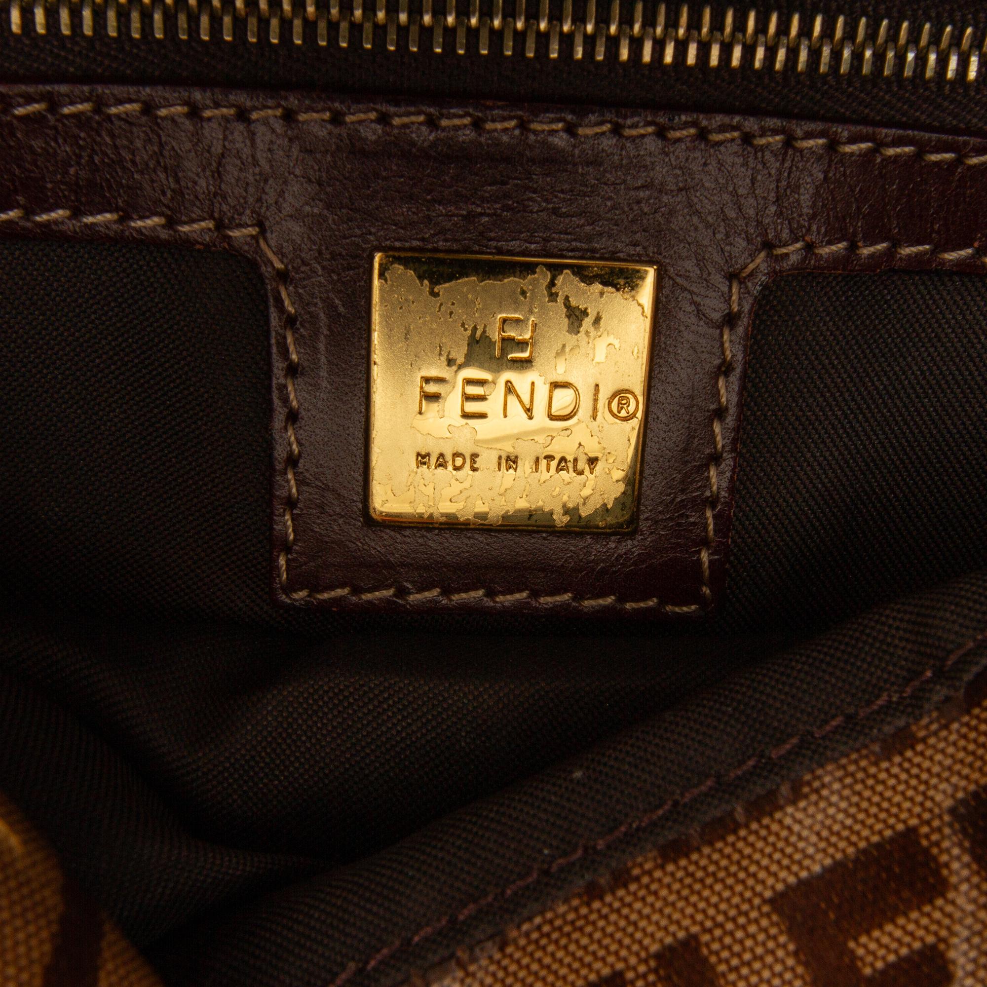 Fendi Zucchino Crystal Double Flap Shoulder Bag