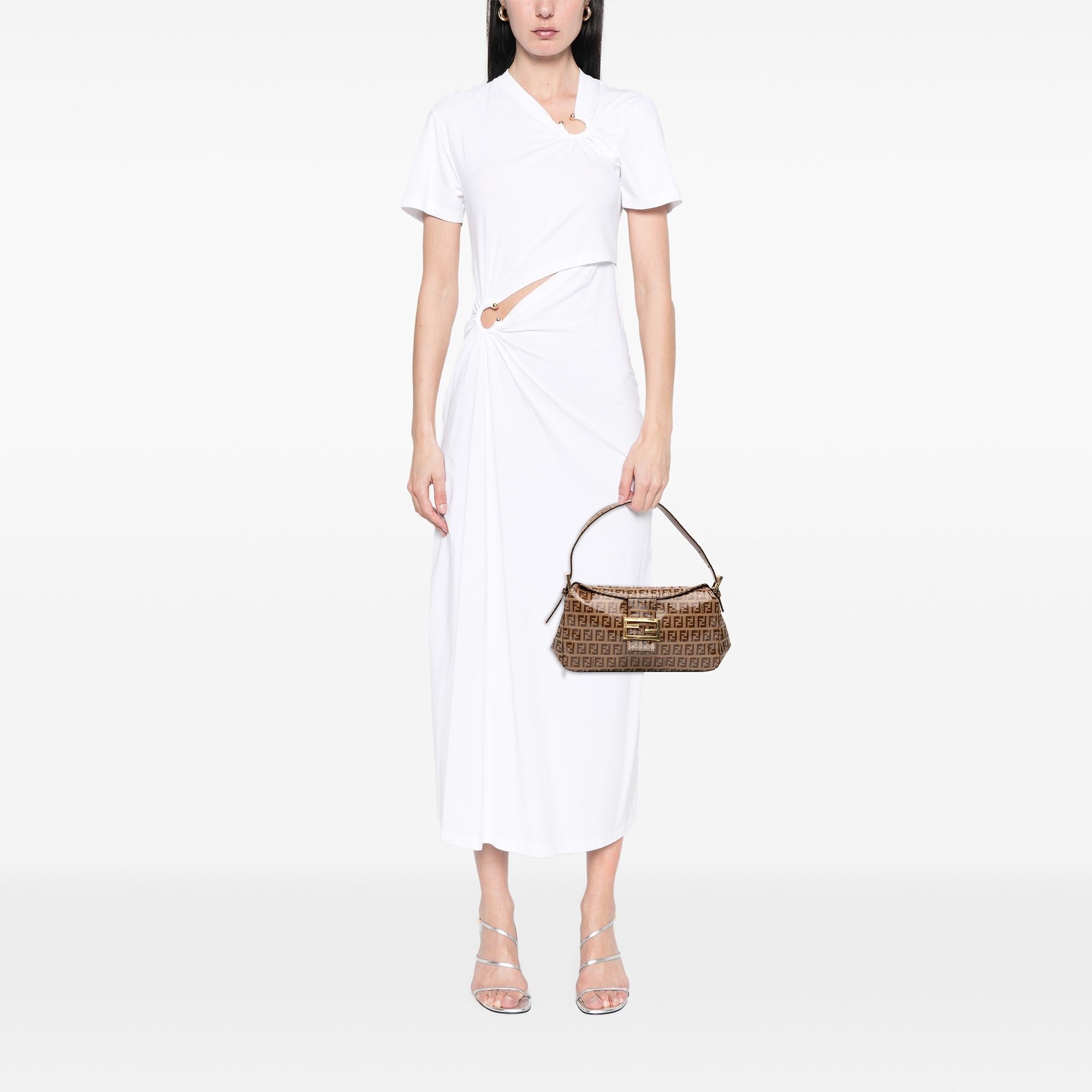 Fendi Zucchino Crystal Double Flap Shoulder Bag