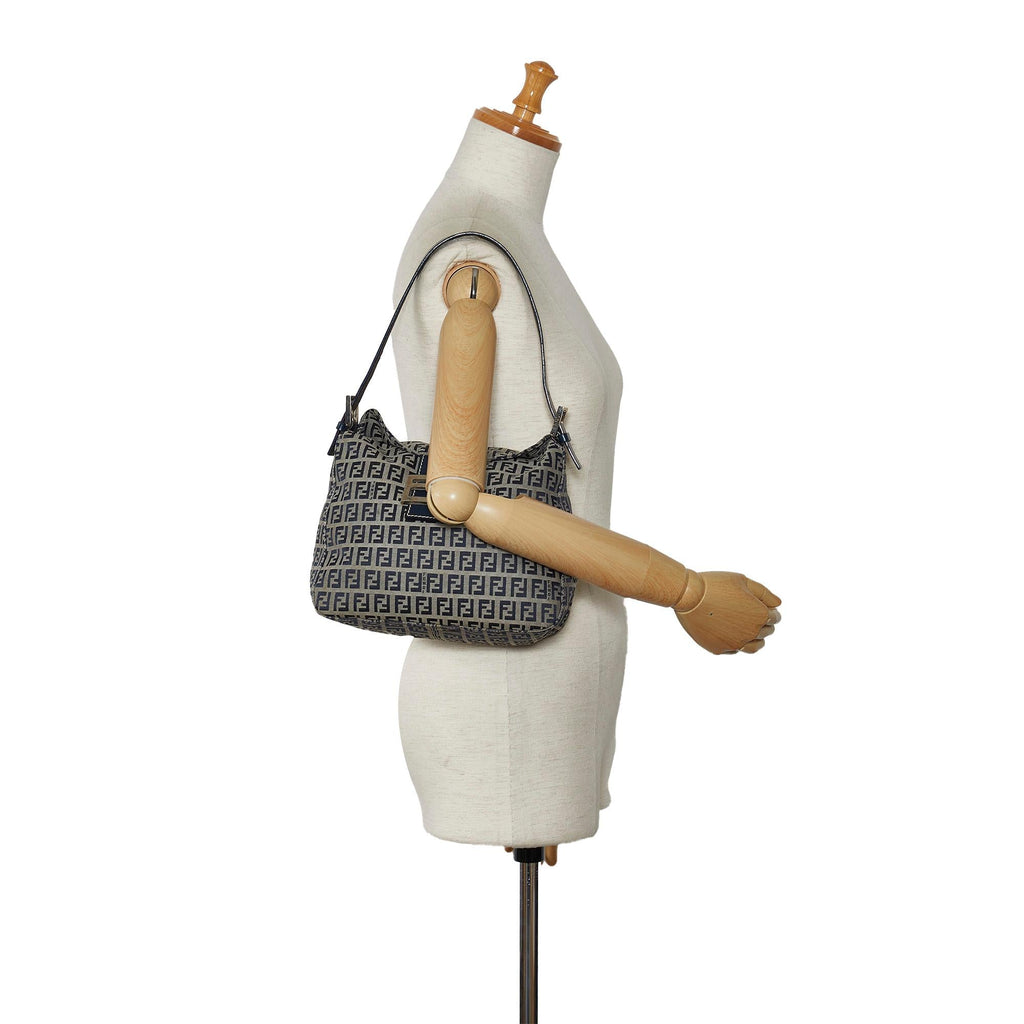 Fendi Zucchino Double Flap Shoulder Bag