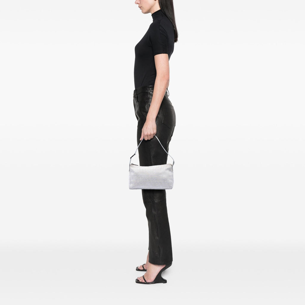 Fendi Zucchino Metallic Canvas Pochette