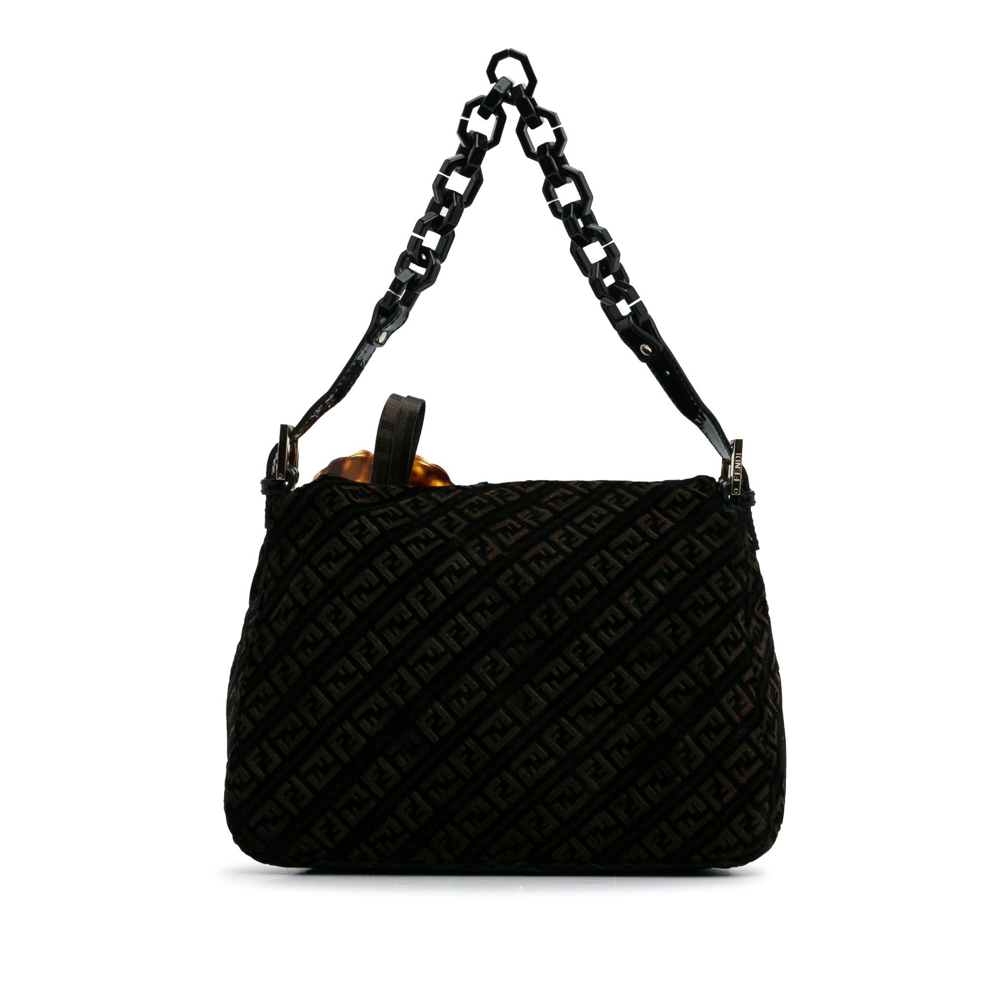 Fendi Zucchino Velvet Mamma Chain Shoulder Bag (SHG-c9W5EP)