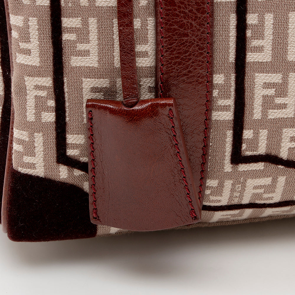 Fendi Zucchino Velvet Small Boston Satchel (SHF-18601)