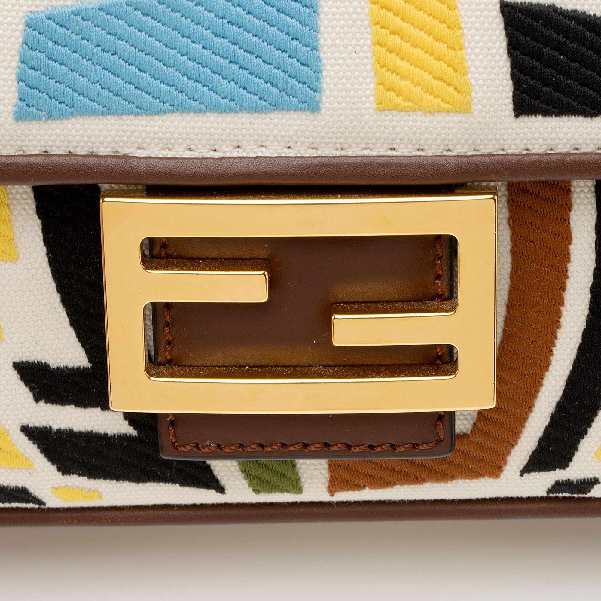 Fendi x Sara Coleman Canvas Fish Eye Medium Baguette Shoulder Bag