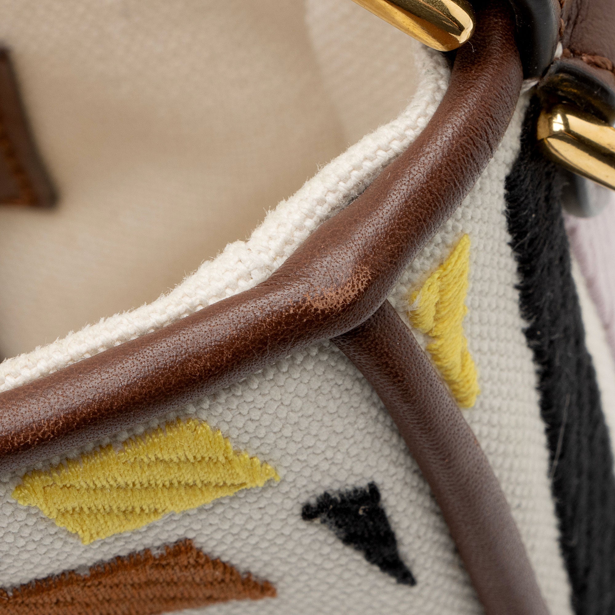 Fendi x Sara Coleman Canvas Fish Eye Medium Baguette Shoulder Bag