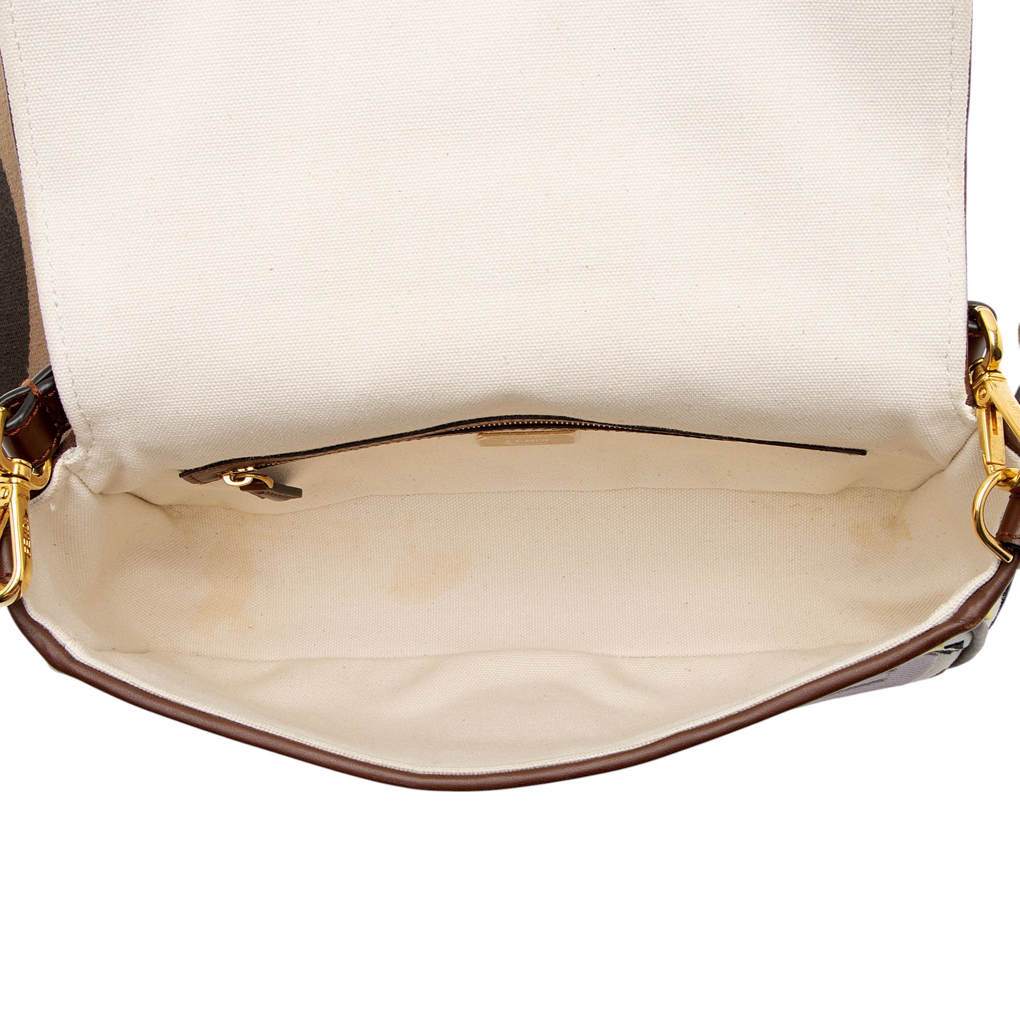 Fendi x Sara Coleman Canvas Fish Eye Medium Baguette Shoulder Bag