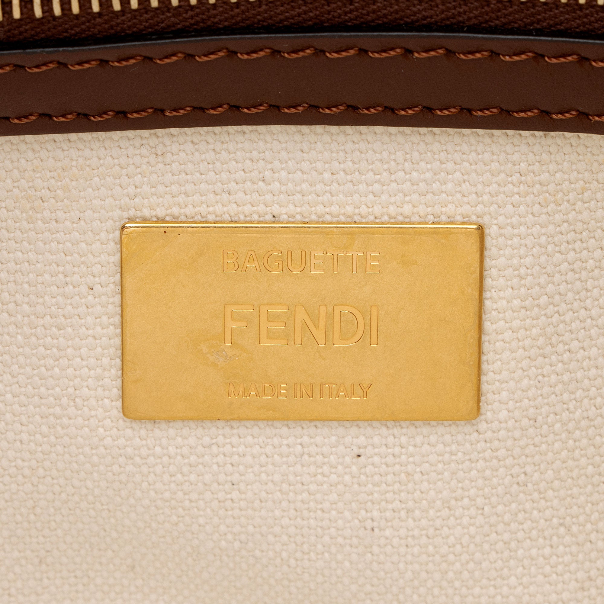 Fendi x Sara Coleman Canvas Fish Eye Medium Baguette Shoulder Bag