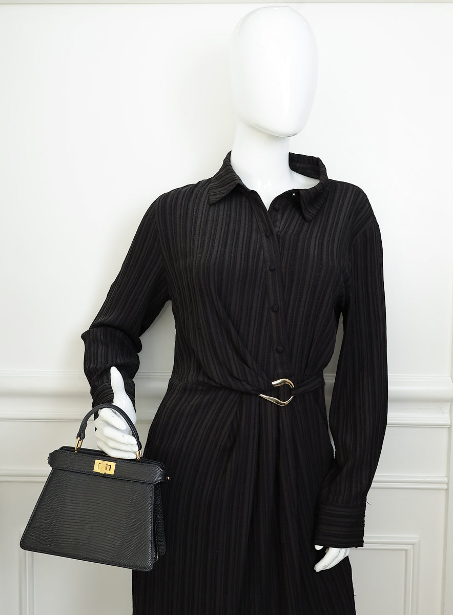 Fendi Black Lizard ISeeU Petite Peekaboo Bag