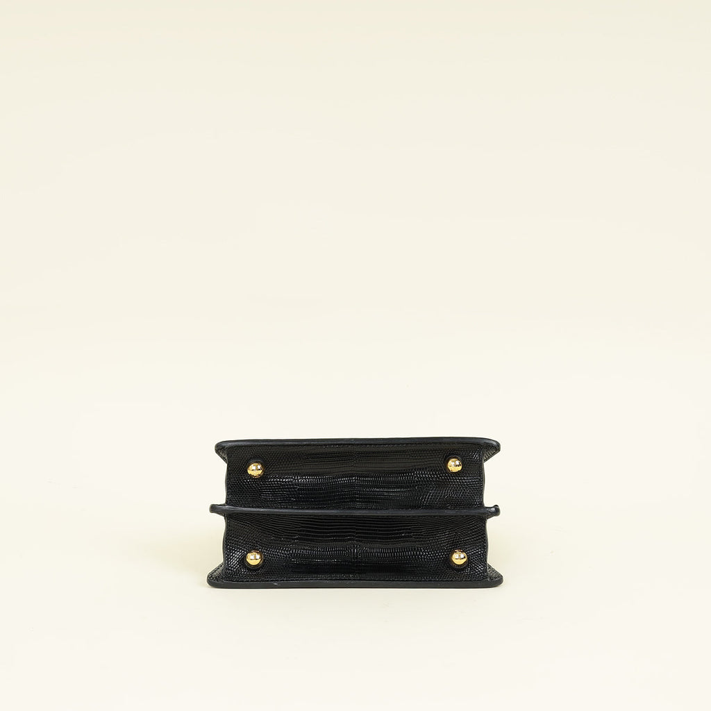 Fendi Black Lizard ISeeU Petite Peekaboo Bag