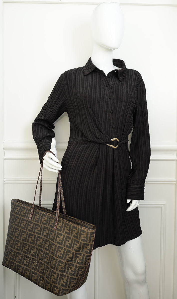 Fendi Tobacco Zucca Roll Tote Bag