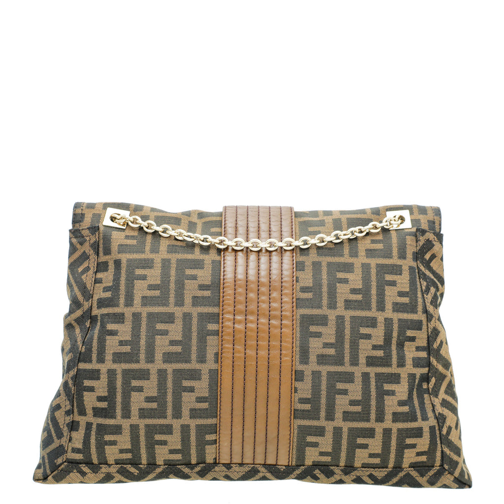 Fendi Tobacco Zucca Baguette Maxi Flap Bag