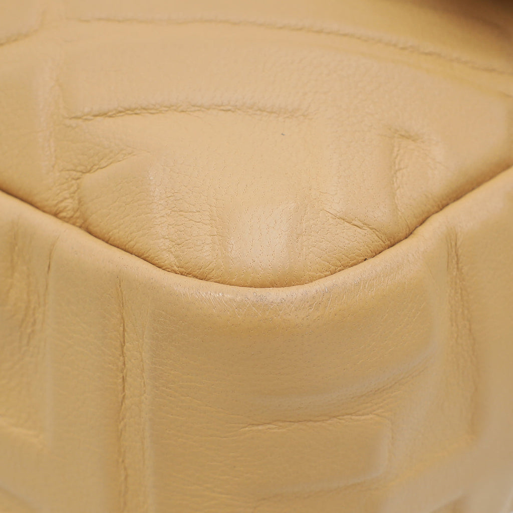 Fendi Beige FF Embossed Baguette Medium Bag