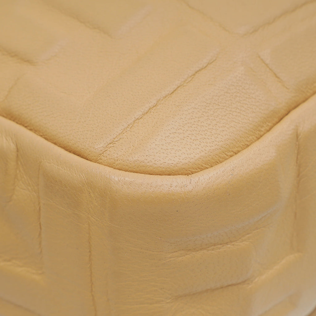Fendi Beige FF Embossed Baguette Medium Bag