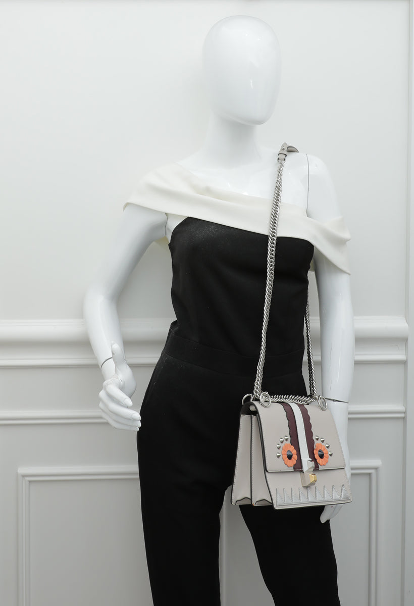 Fendi Light Beige Multicolor Kan I Monster Eye Small Flap Chain Bag