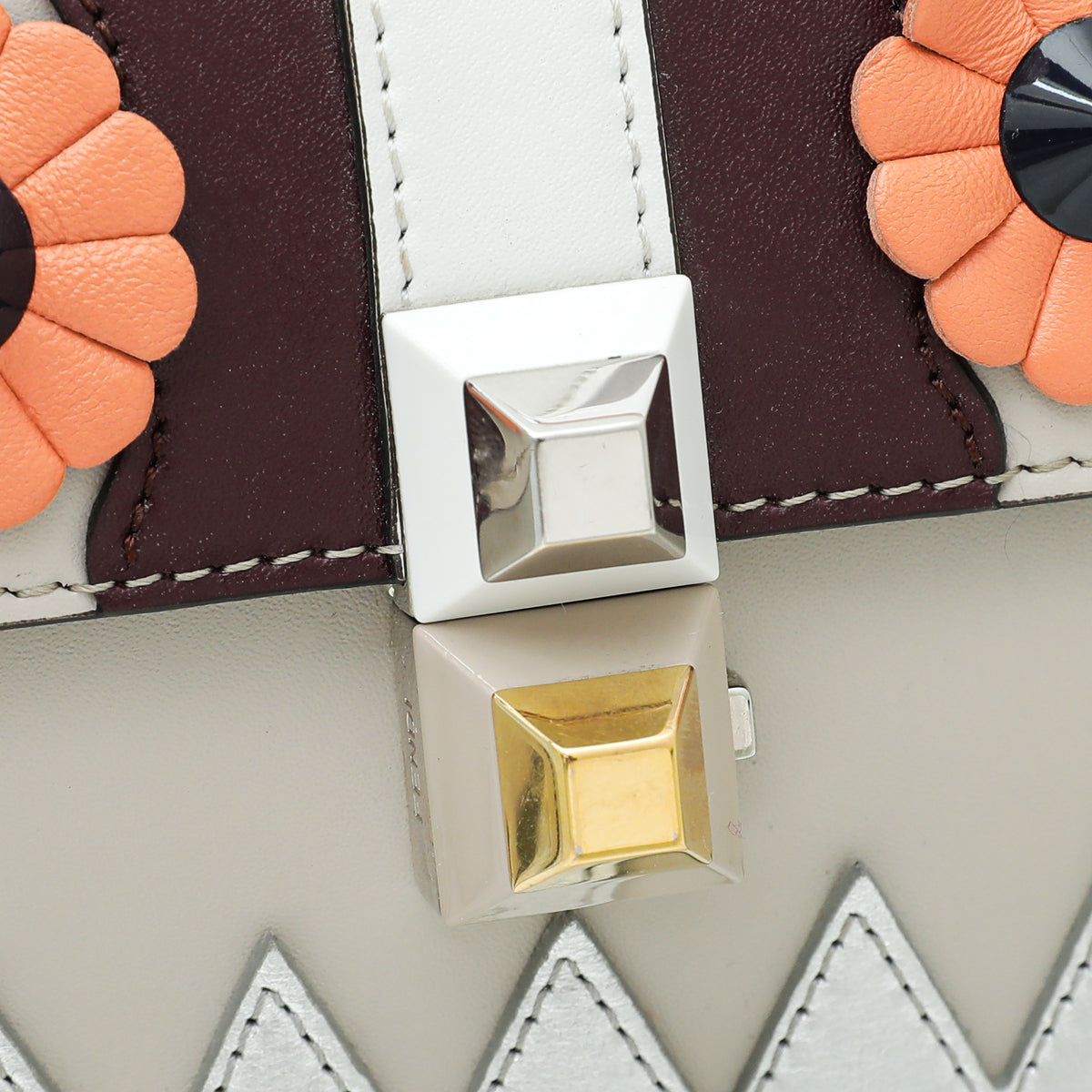 Fendi Light Beige Multicolor Kan I Monster Eye Small Flap Chain Bag