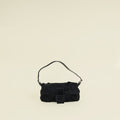 Fendi Black Pony Hair Flower Applique Baguette Bag