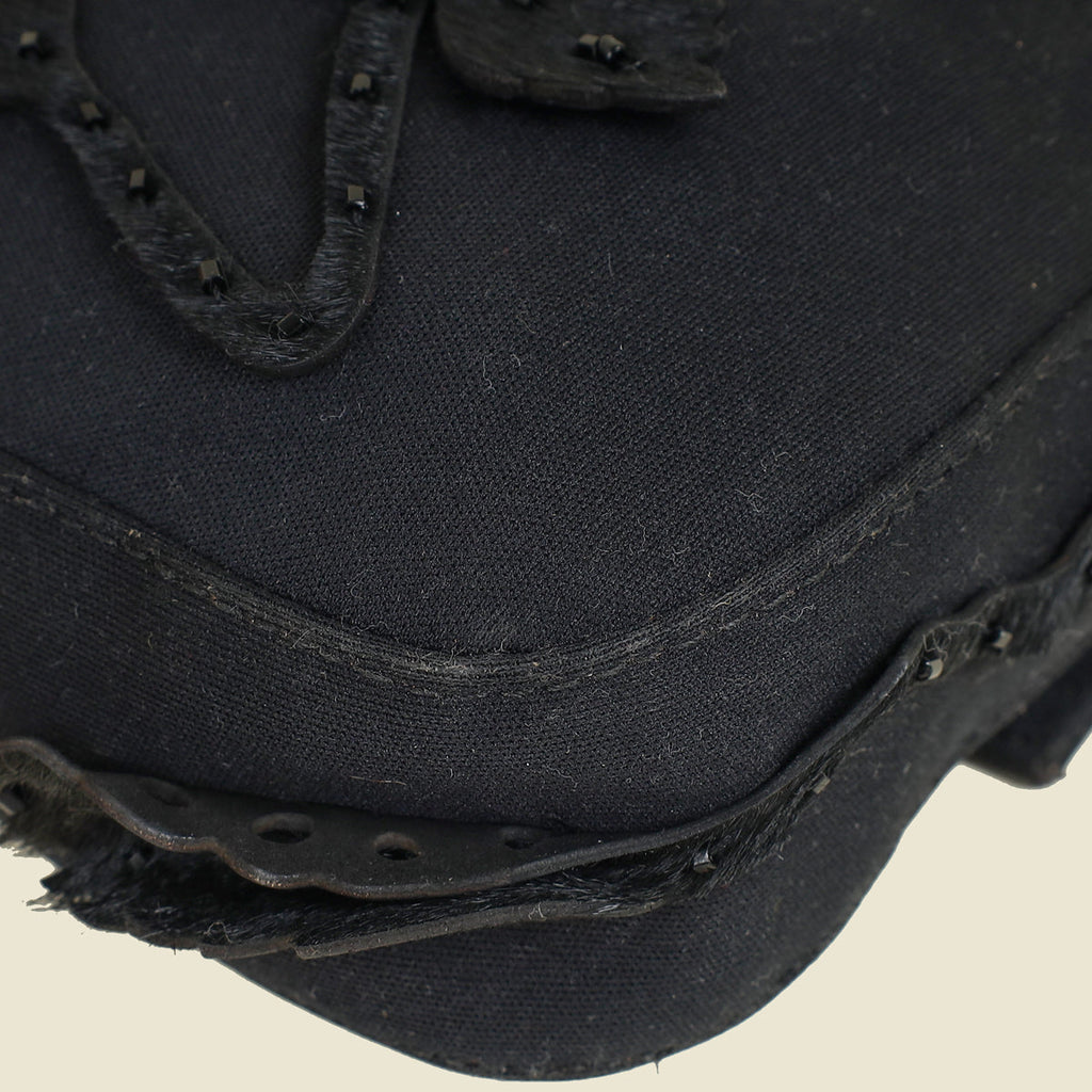 Fendi Black Pony Hair Flower Applique Baguette Bag