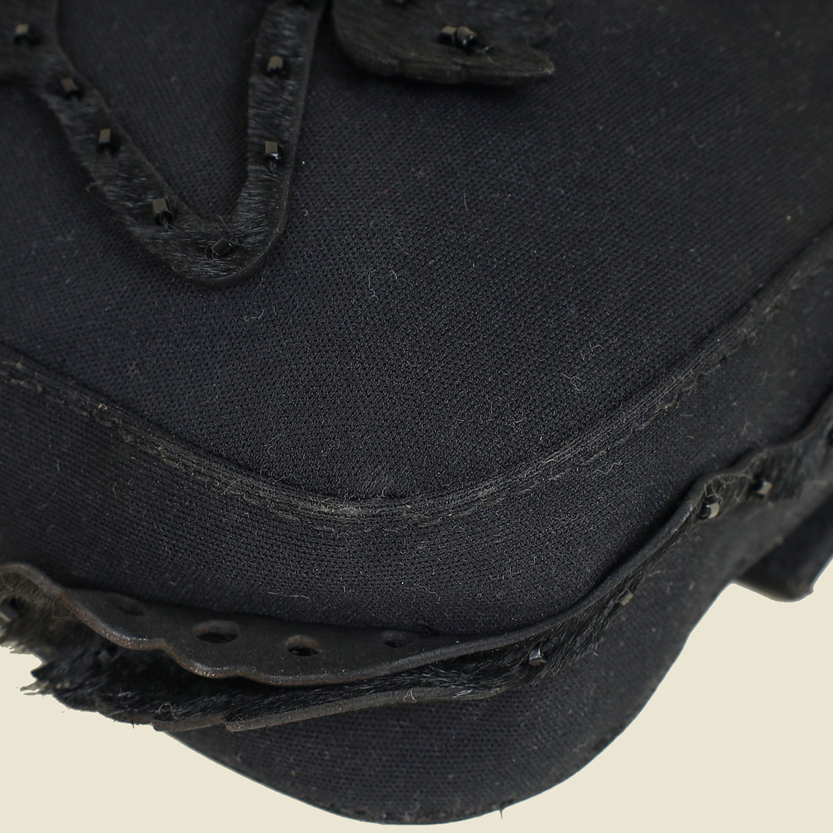 Fendi Black Pony Hair Flower Applique Baguette Bag