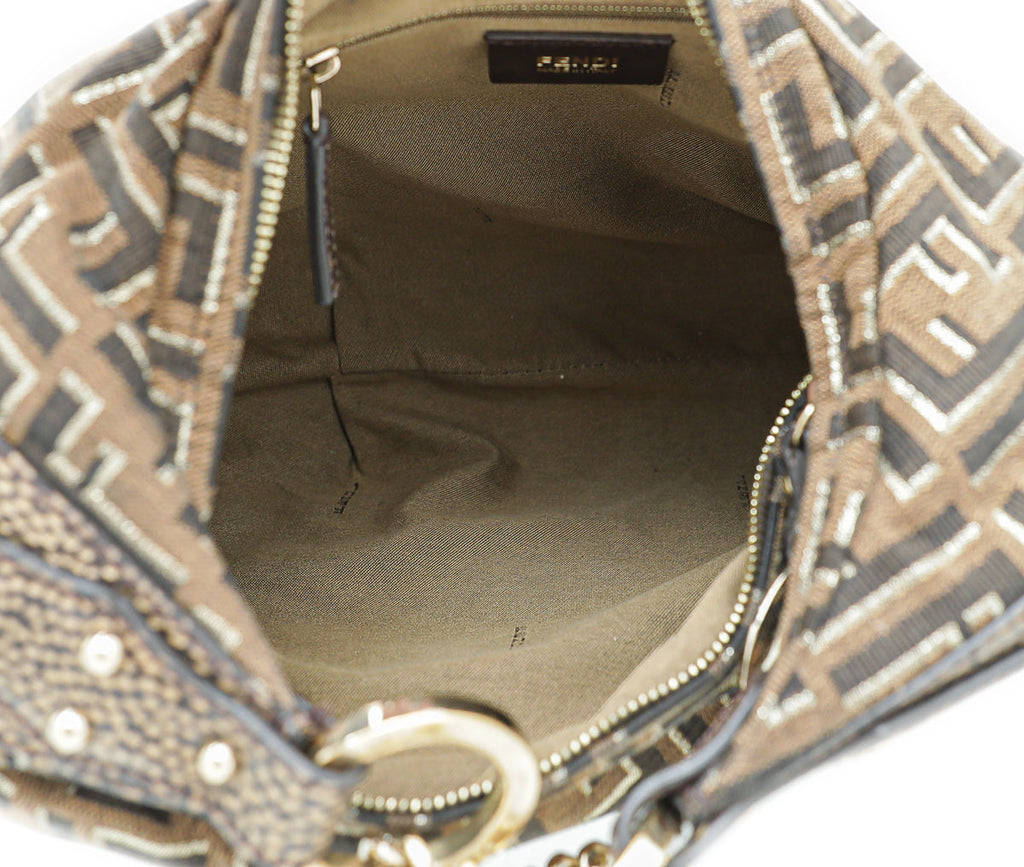 Fendi Metallic Tobacco Zucca Chef Chain Hobo Bag