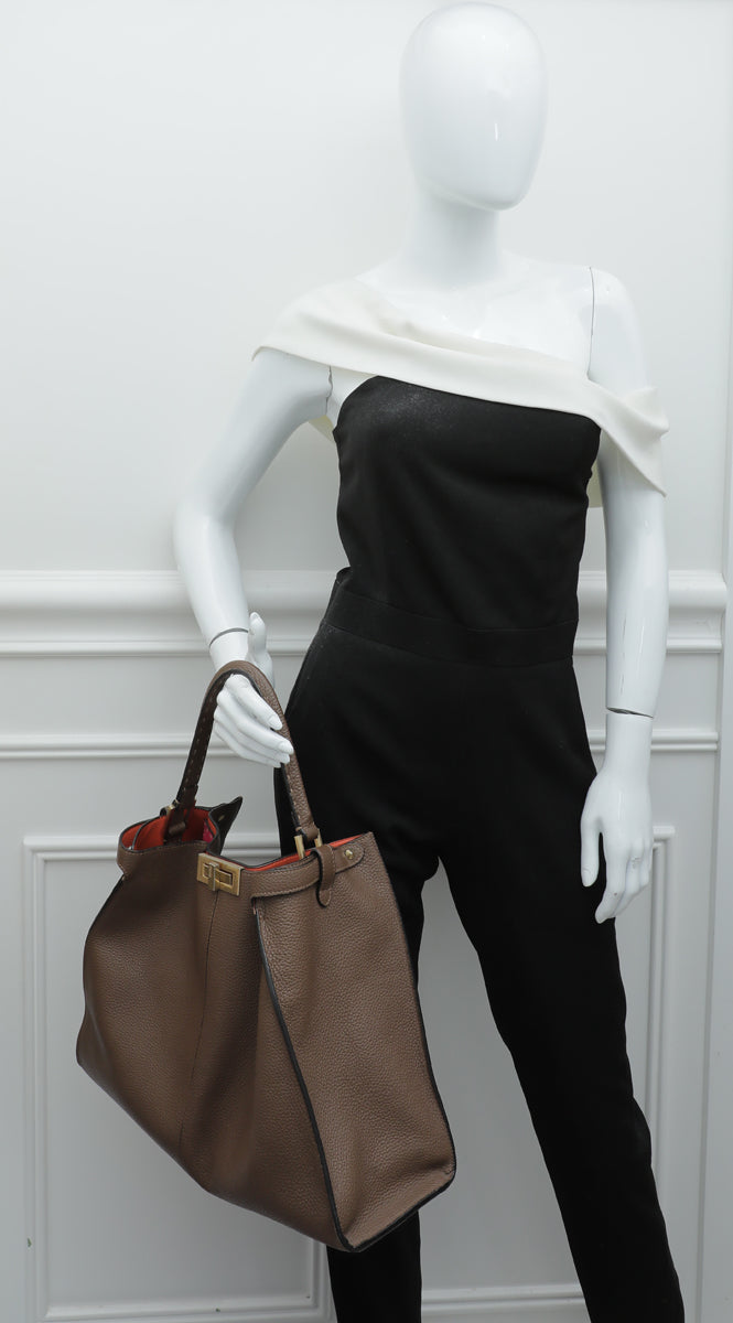 Fendi Brown Peekaboo Selleria X Lite Large Bag