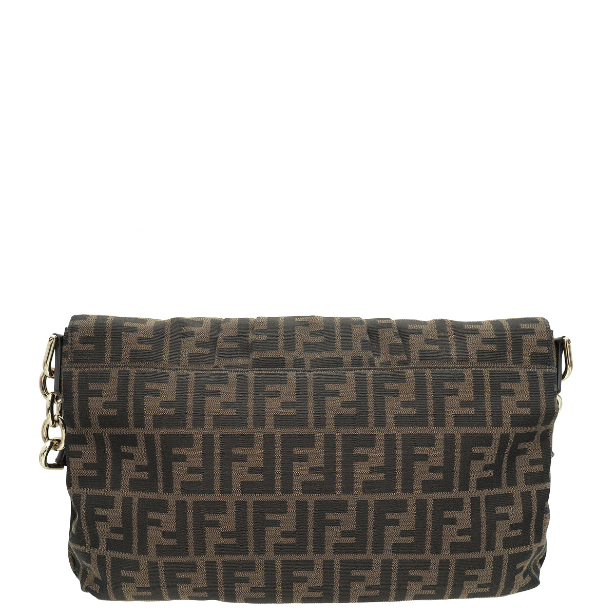 Fendi Tobacco Zucca Mia Flap Large Shoulder Bag