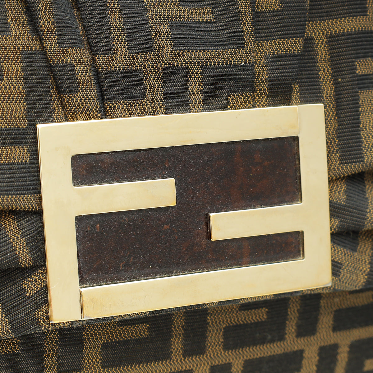Fendi Tobacco Zucca Mia Flap Large Shoulder Bag