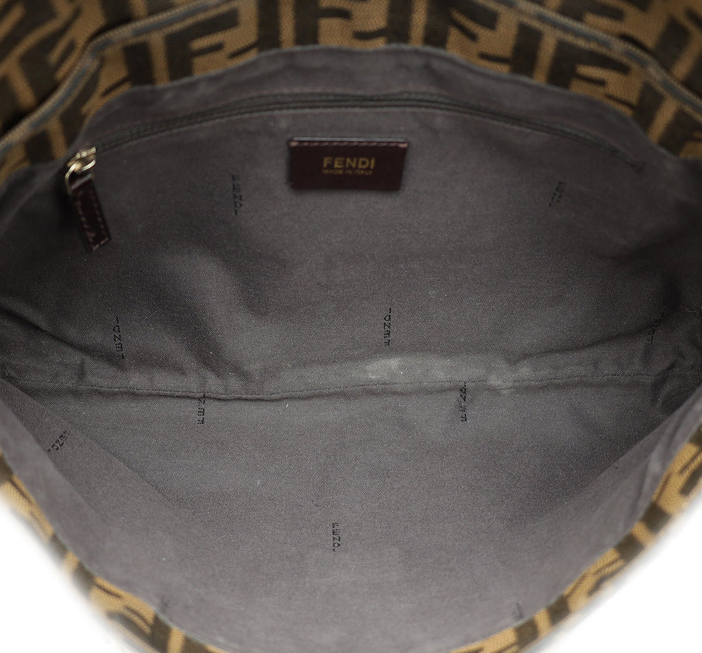 Fendi Tobacco Zucca Mia Flap Large Shoulder Bag