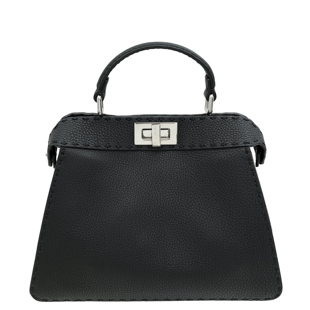 Fendi Black Cuoio Selleria Peekaboo ISeeU Small Bag