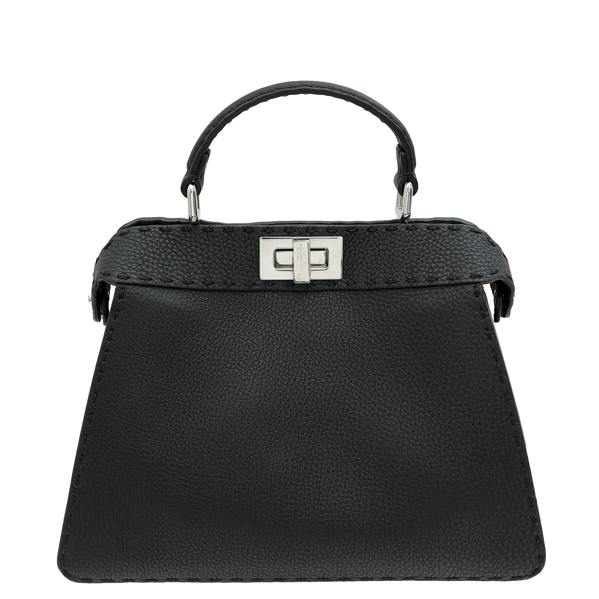 Fendi Black Cuoio Selleria Peekaboo ISeeU Small Bag