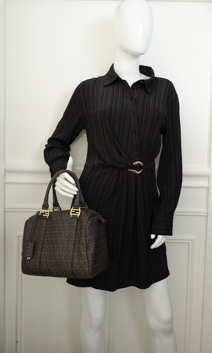 Fendi Brown Forever Spalmatti Boston Bag