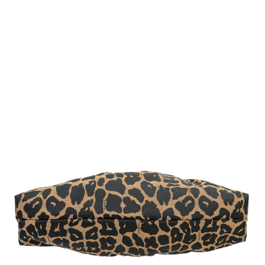 Fendi Bicolor Leopard Chef Medium Shoulder Bag