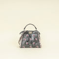 Fendi Dark Grey Peekaboo Mini Whip Python Flower Embroidered Bag